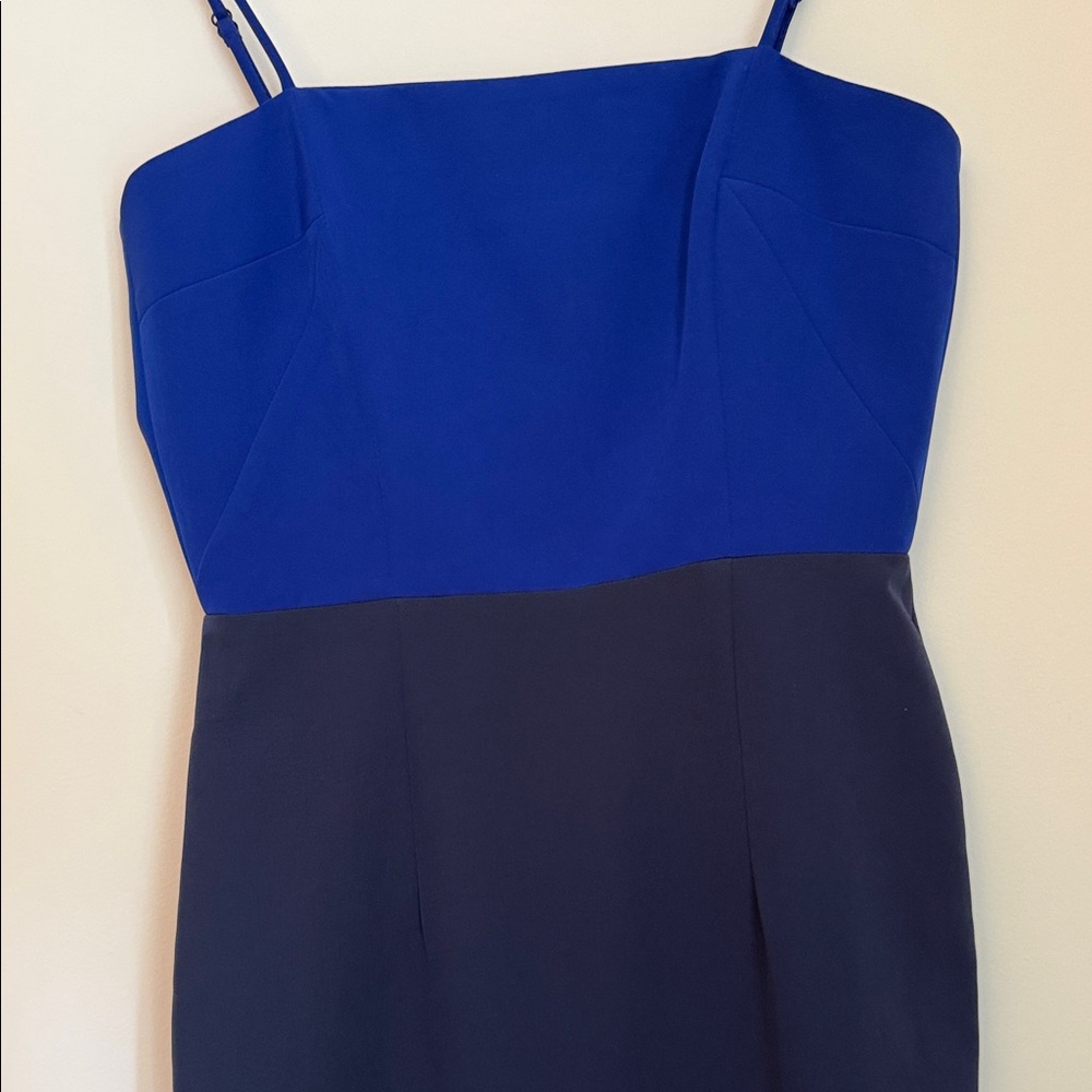 MILLY Two-Tone Blue Dress with Spaghetti Straps - Picture 6 of 7